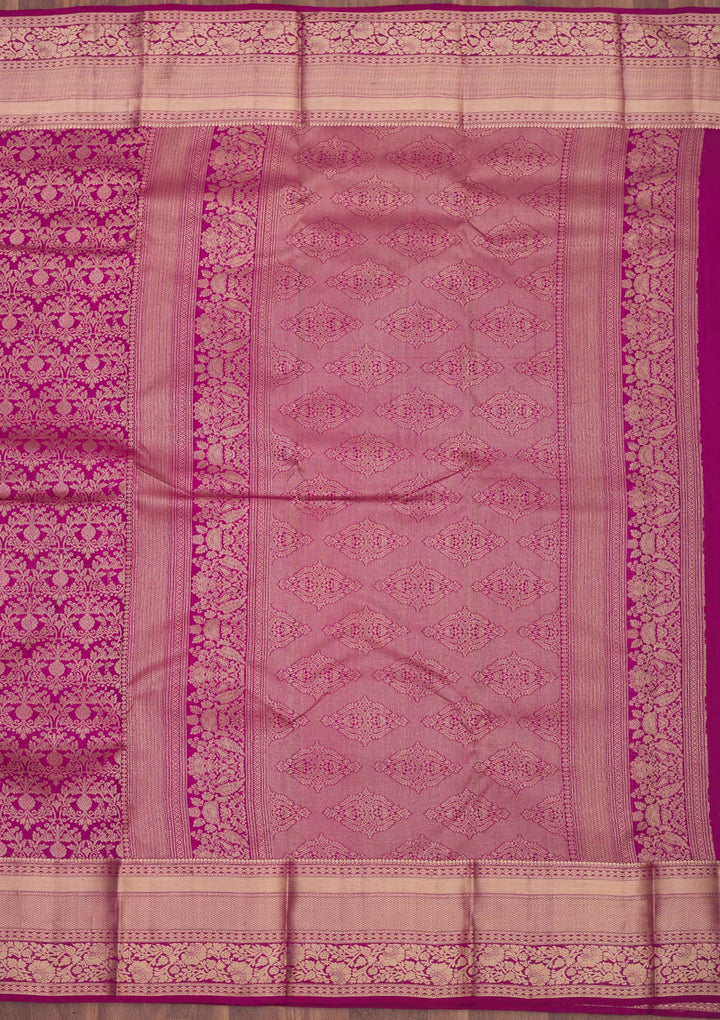 Wine Zariwork Pure Silk Saree