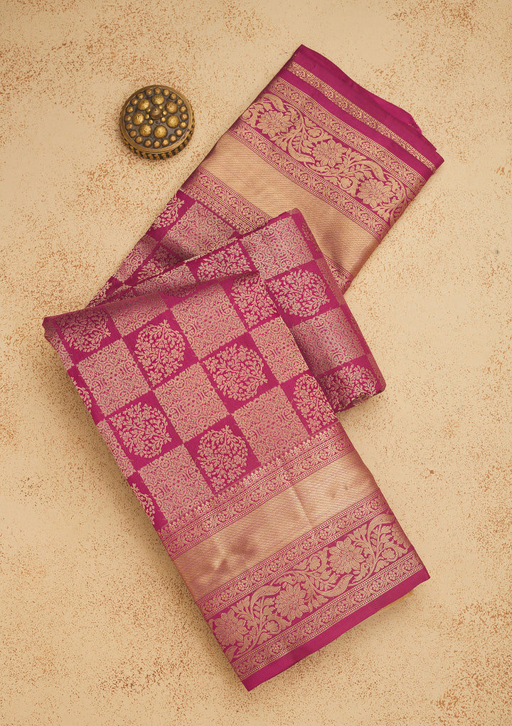 Wine Zariwork Pure Silk Saree