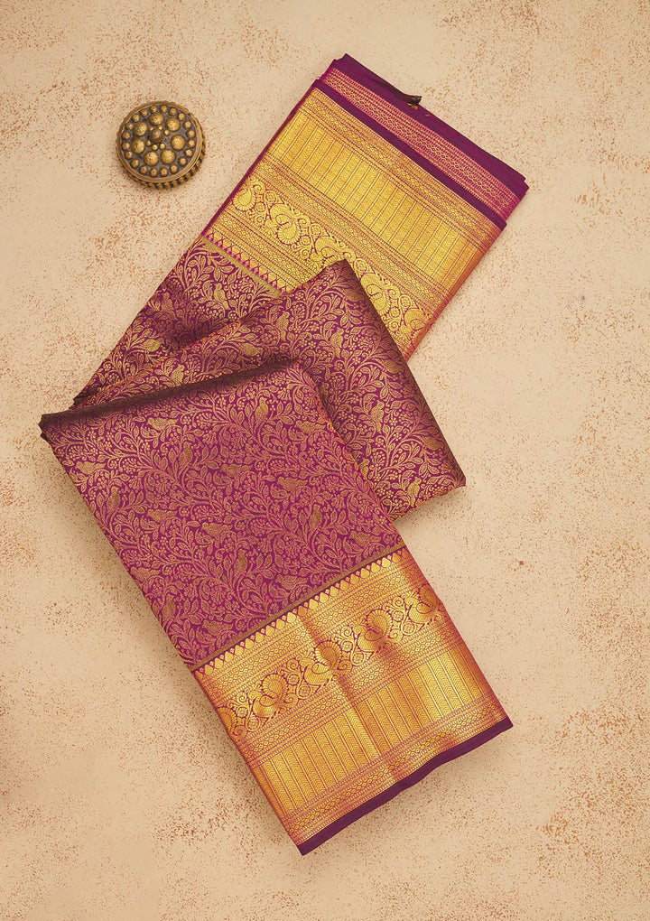 Wine Zariwork Pure Silk Saree