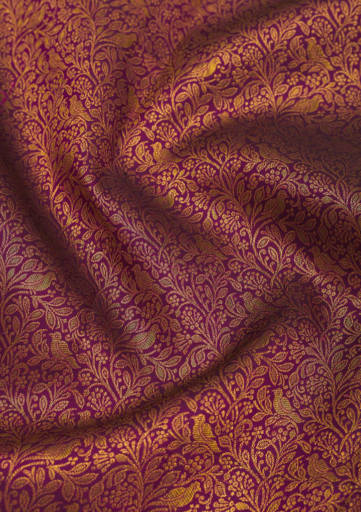 Wine Zariwork Pure Silk Saree