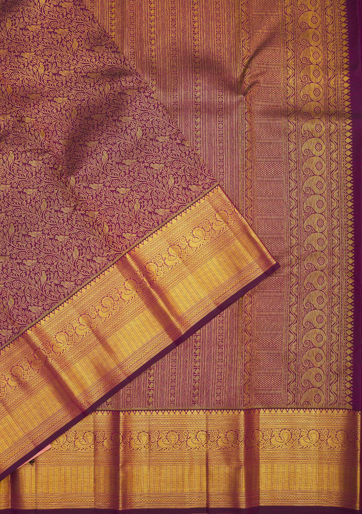 Wine Zariwork Pure Silk Saree