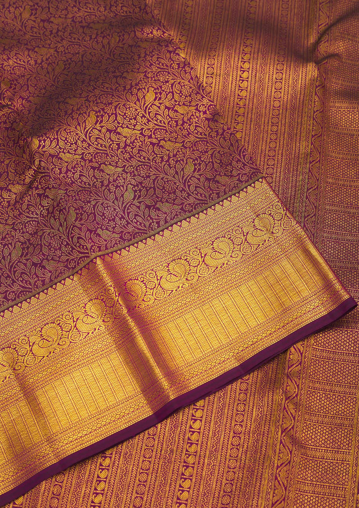 Wine Zariwork Pure Silk Saree