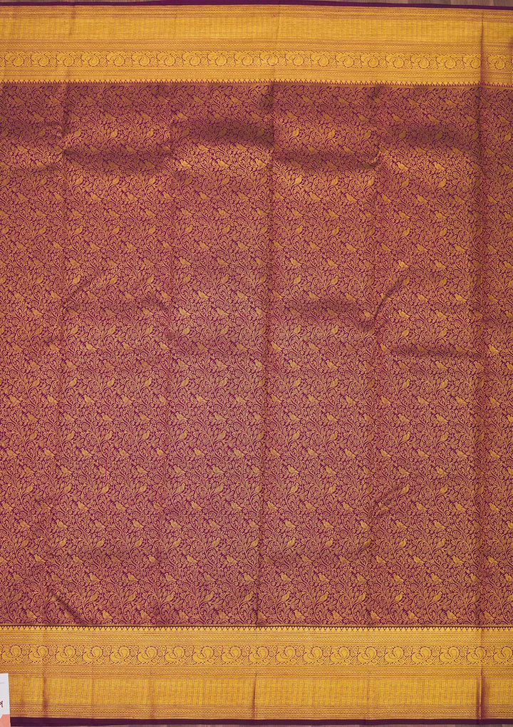 Wine Zariwork Pure Silk Saree