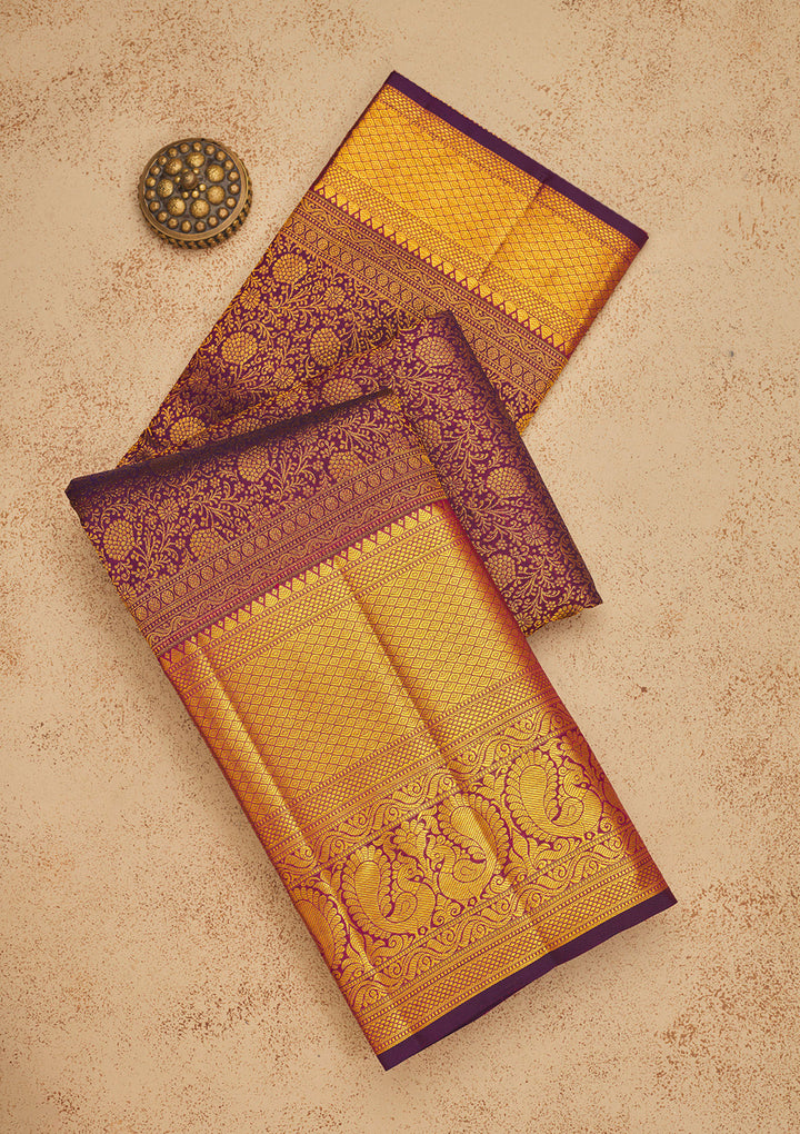 Wine Zariwork Pure Silk Saree
