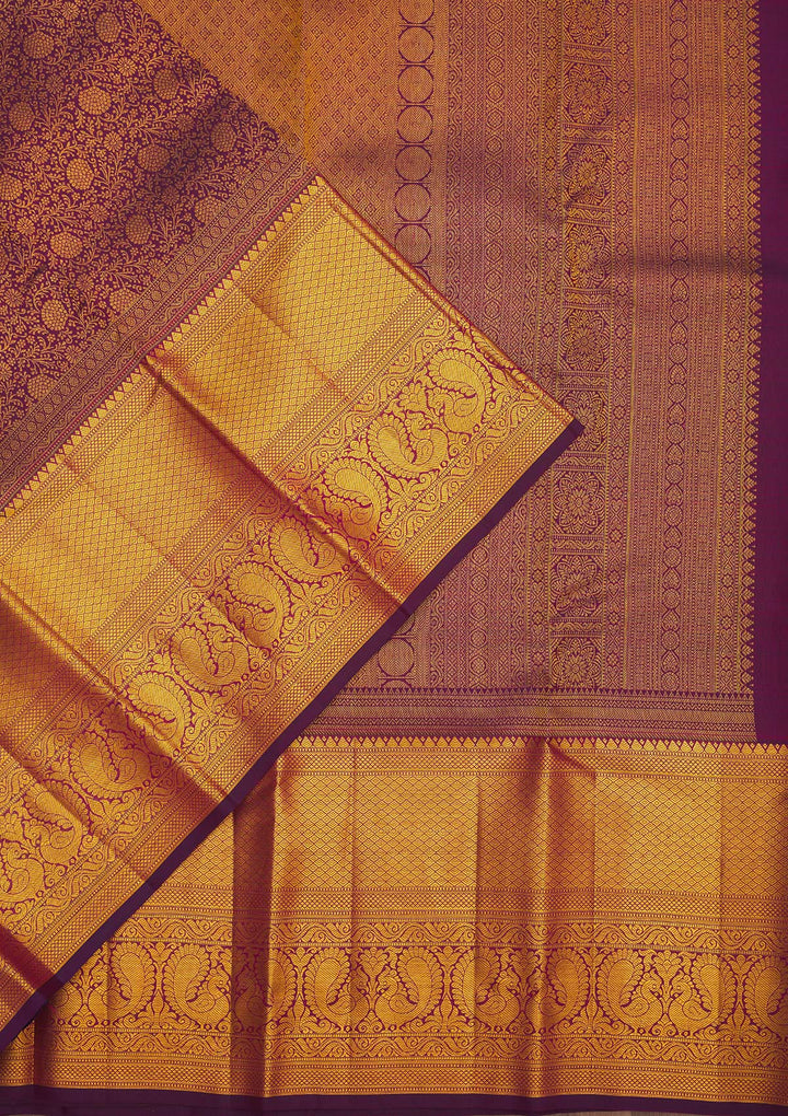 Wine Zariwork Pure Silk Saree