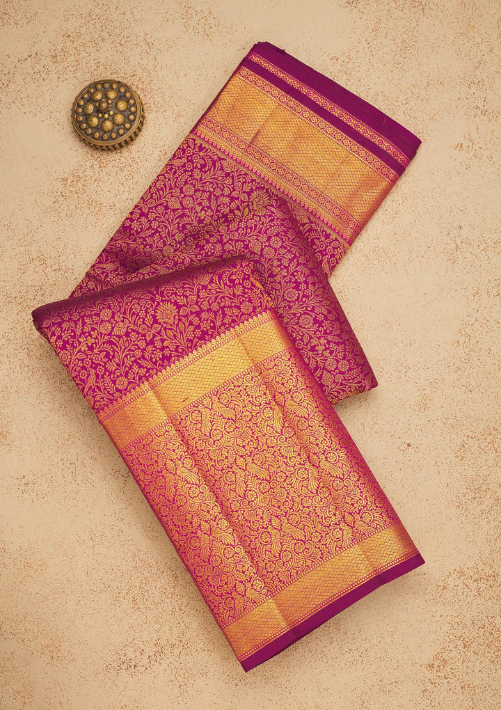 Wine Zariwork Pure Silk Saree