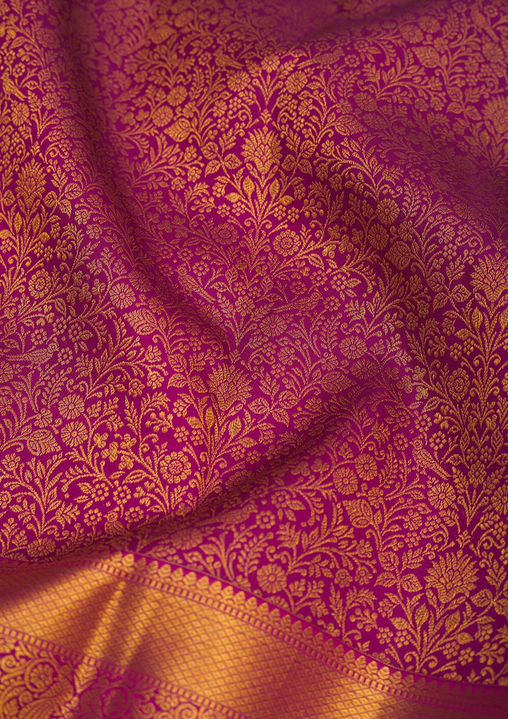 Wine Zariwork Pure Silk Saree