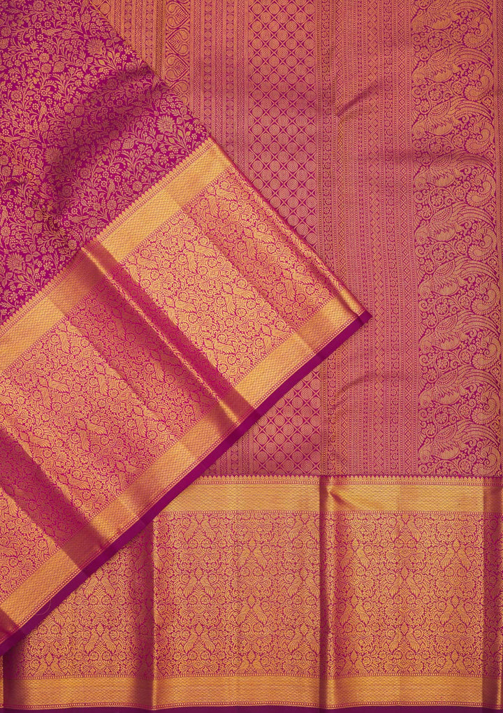 Wine Zariwork Pure Silk Saree