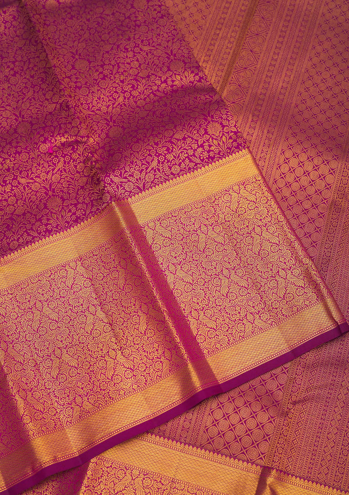 Wine Zariwork Pure Silk Saree