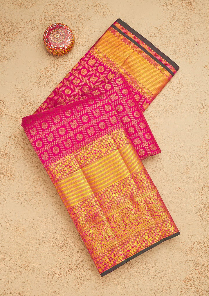 Wine Zariwork Pure Silk Saree
