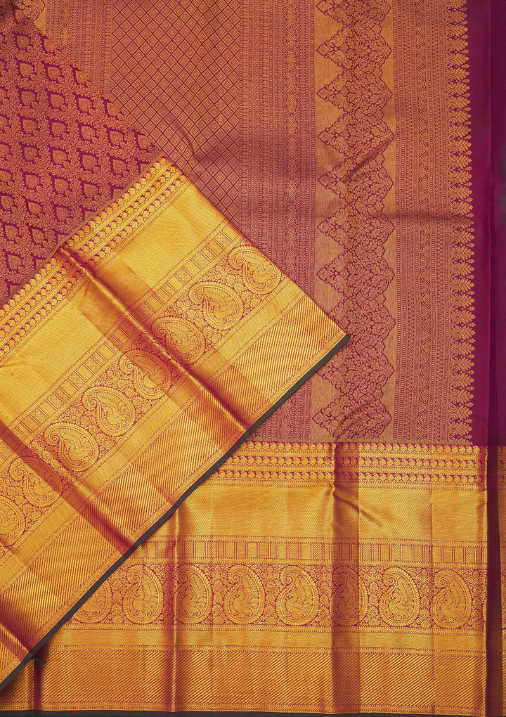 Wine Zariwork Pure Silk Saree