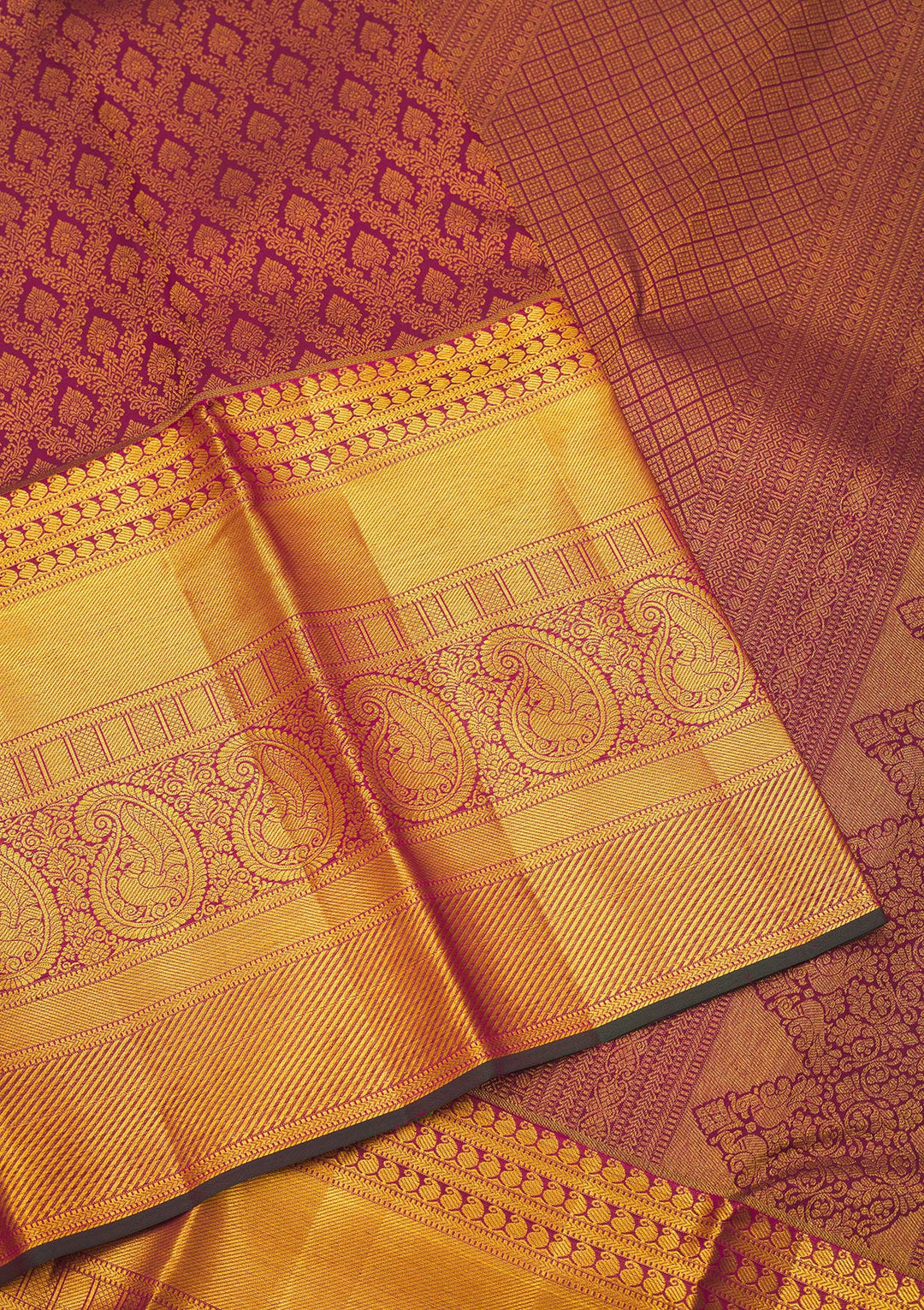 Wine Zariwork Pure Silk Saree