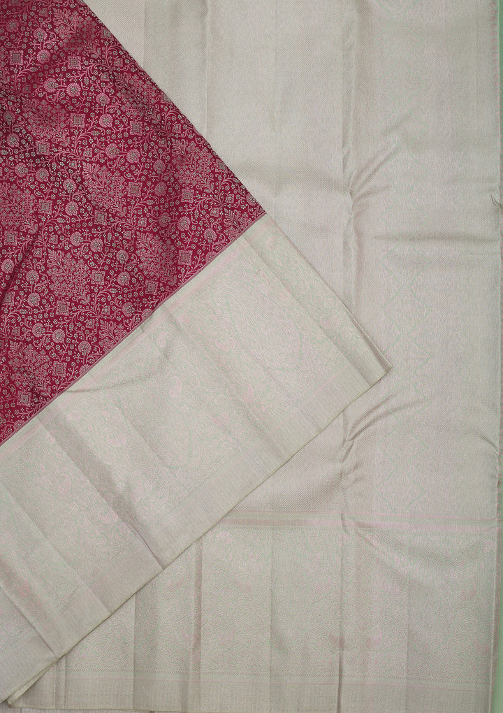 Wine Zariwork Pure Silk Saree