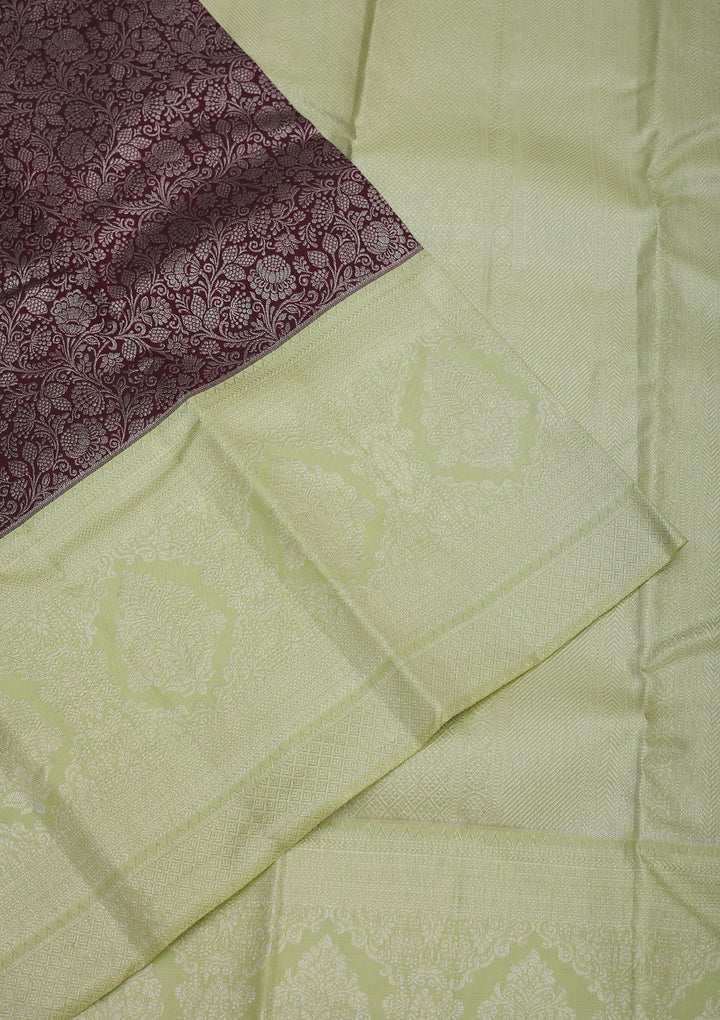 Wine Zariwork Pure Silk Saree
