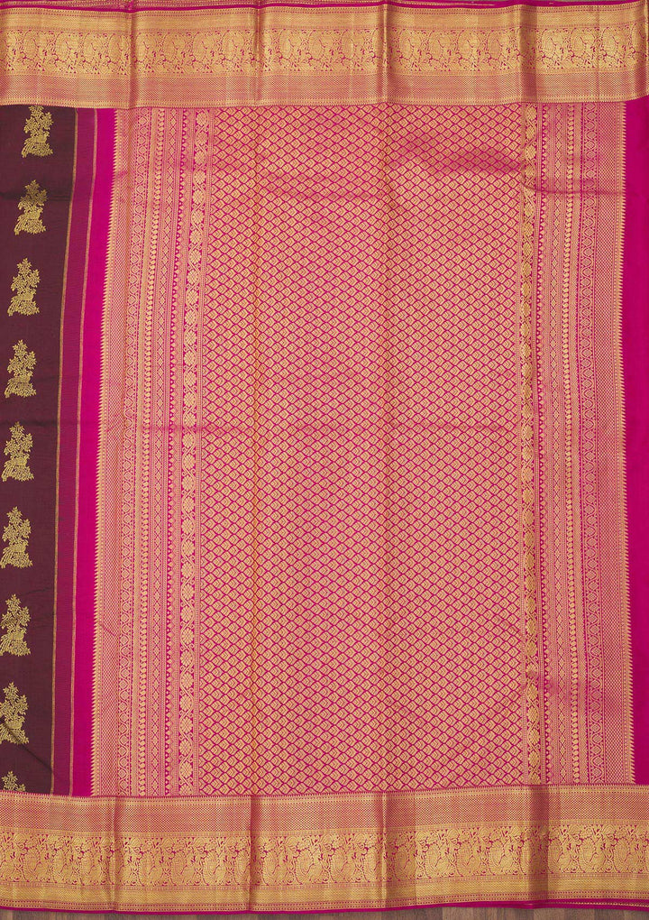 Wine Zariwork Pure Silk Saree