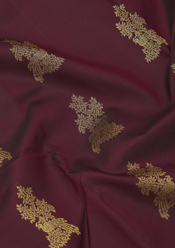 Wine Zariwork Pure Silk Saree