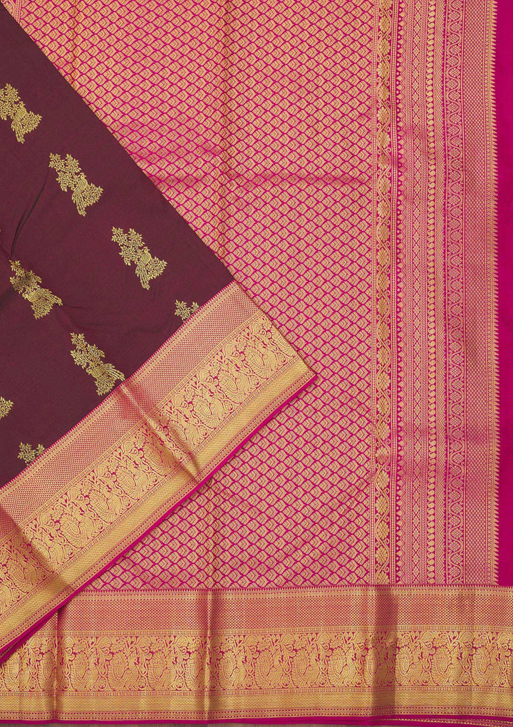 Wine Zariwork Pure Silk Saree