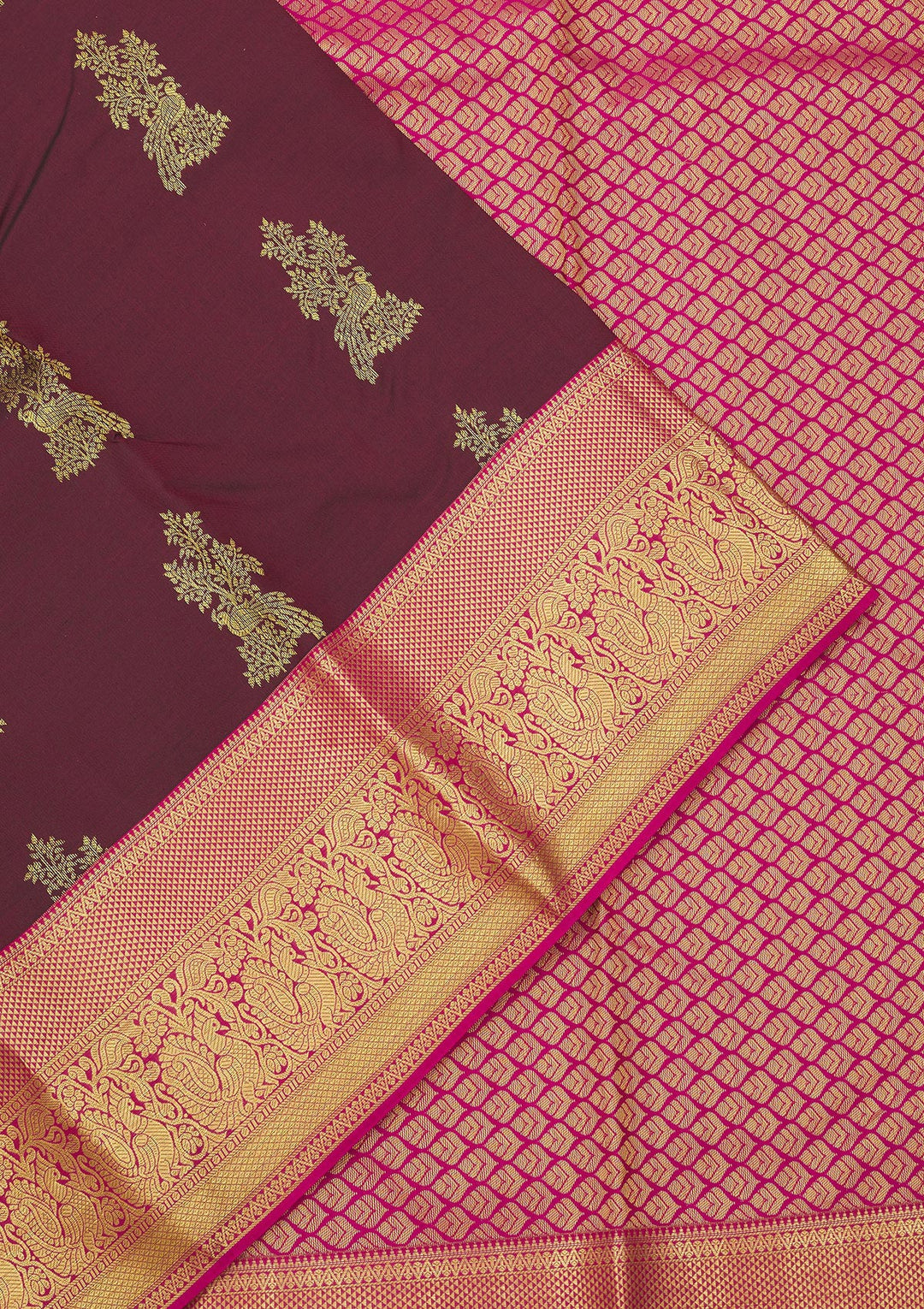 Wine Zariwork Pure Silk Saree