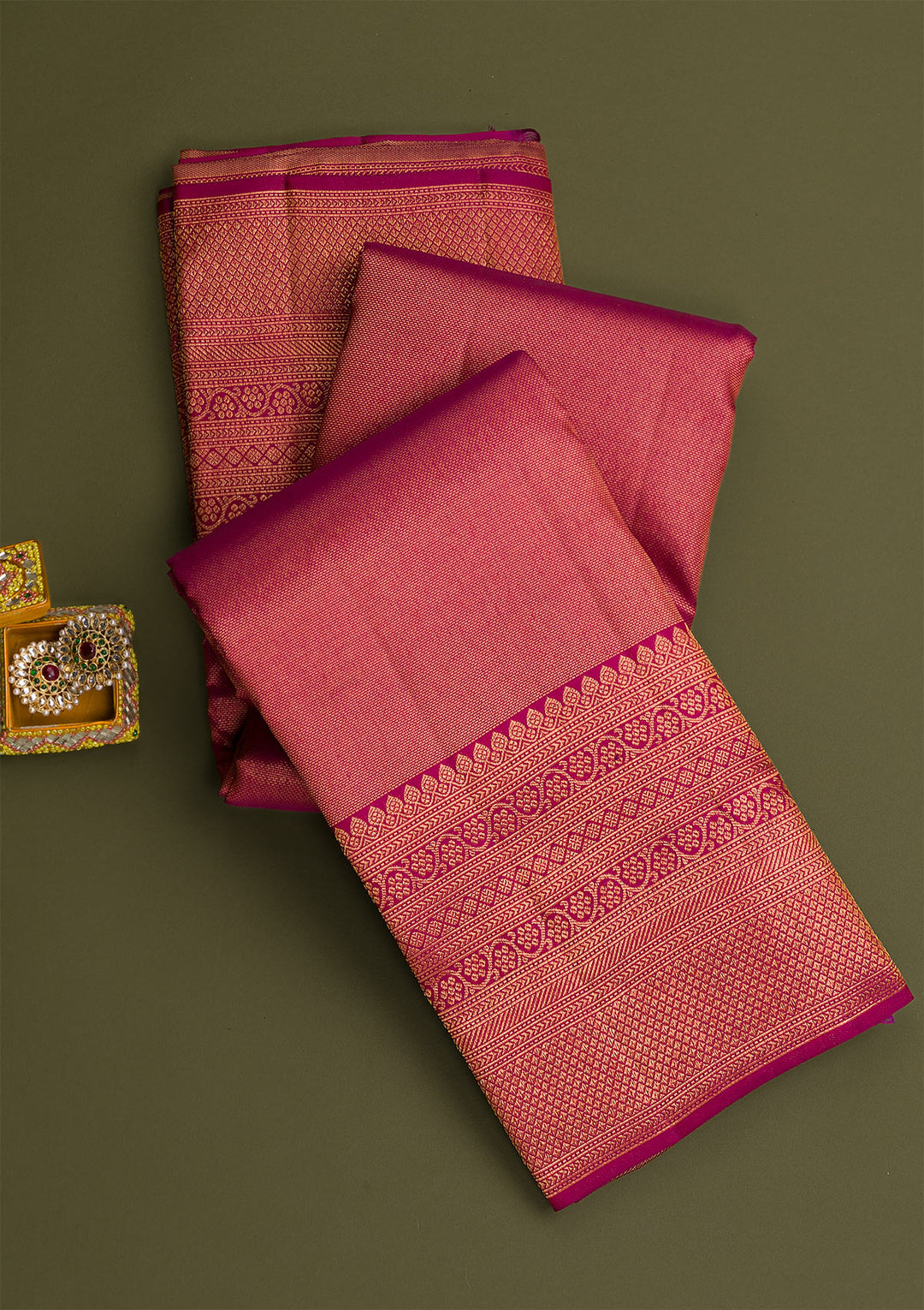 Wine Gold Zariwork Pure Silk Saree-Koskii
