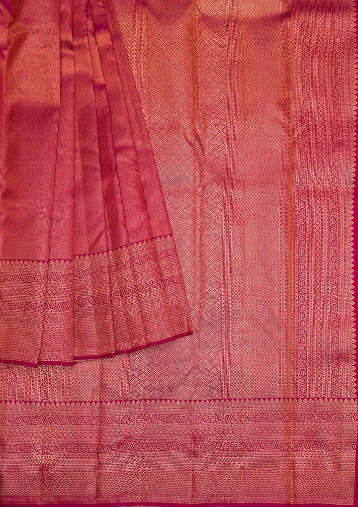 Wine Gold Zariwork Pure Silk Saree