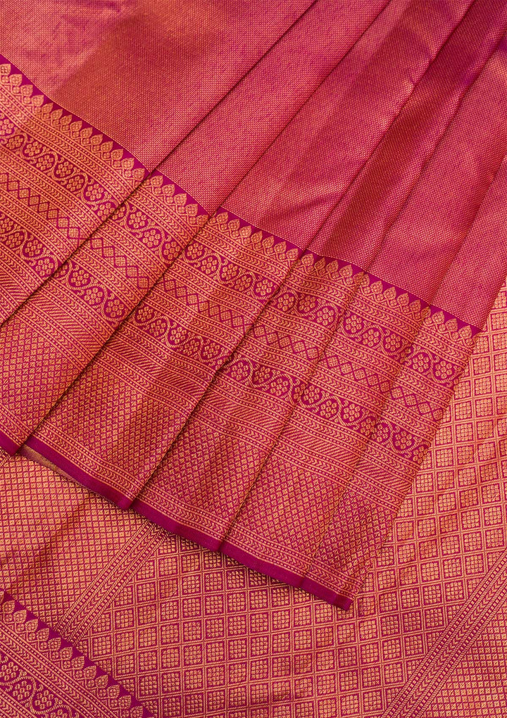 Wine Gold Zariwork Pure Silk Saree