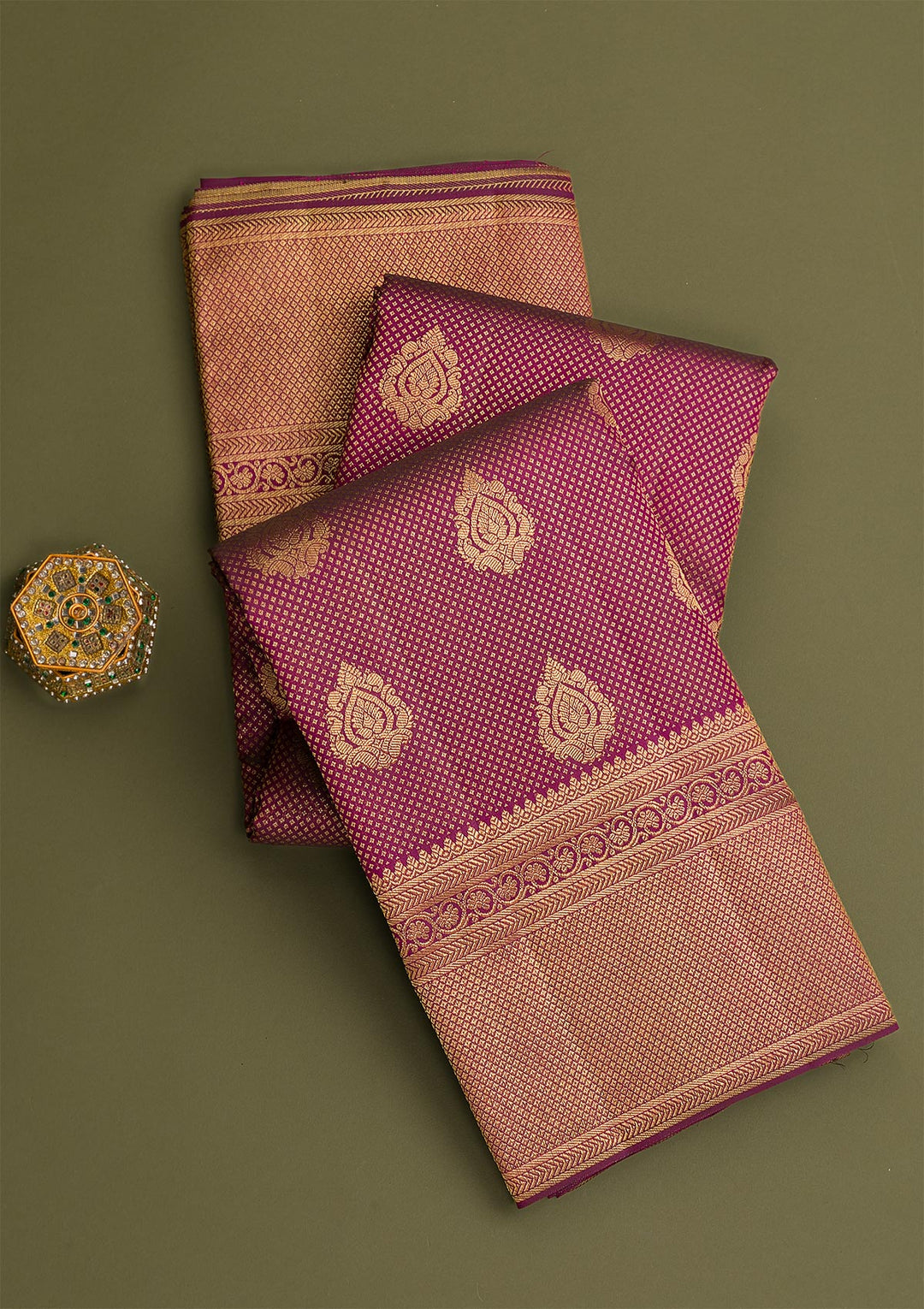 Wine Copper Zariwork Pure Silk Saree-Koskii