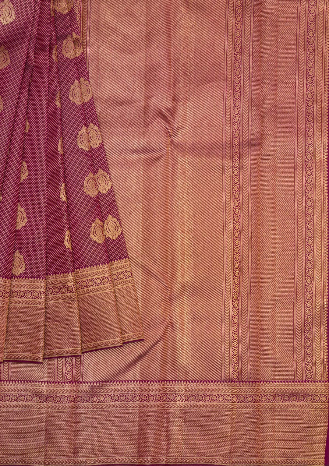 Wine Copper Zariwork Pure Silk Saree