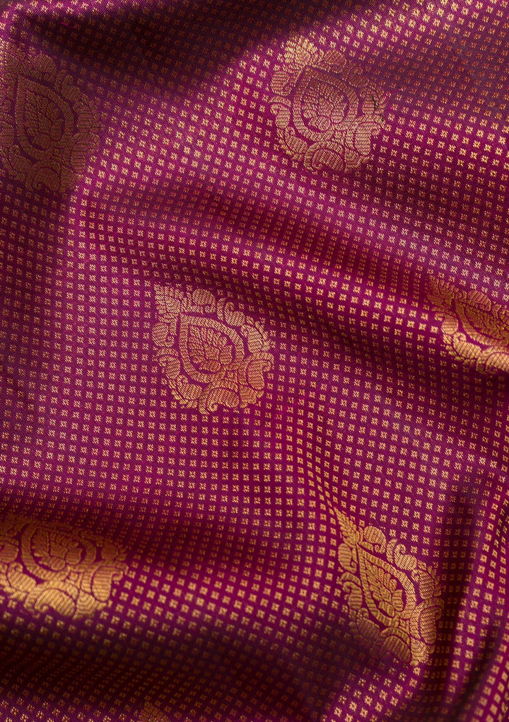Wine Copper Zariwork Pure Silk Saree