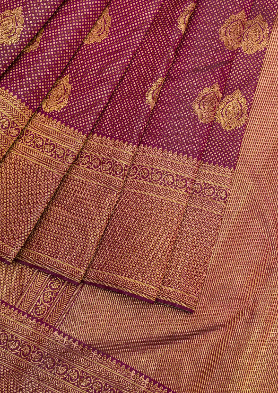 Wine Copper Zariwork Pure Silk Saree