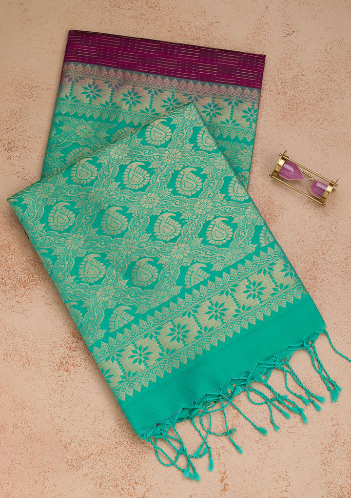 Wine Zariwork Pure Silk Saree