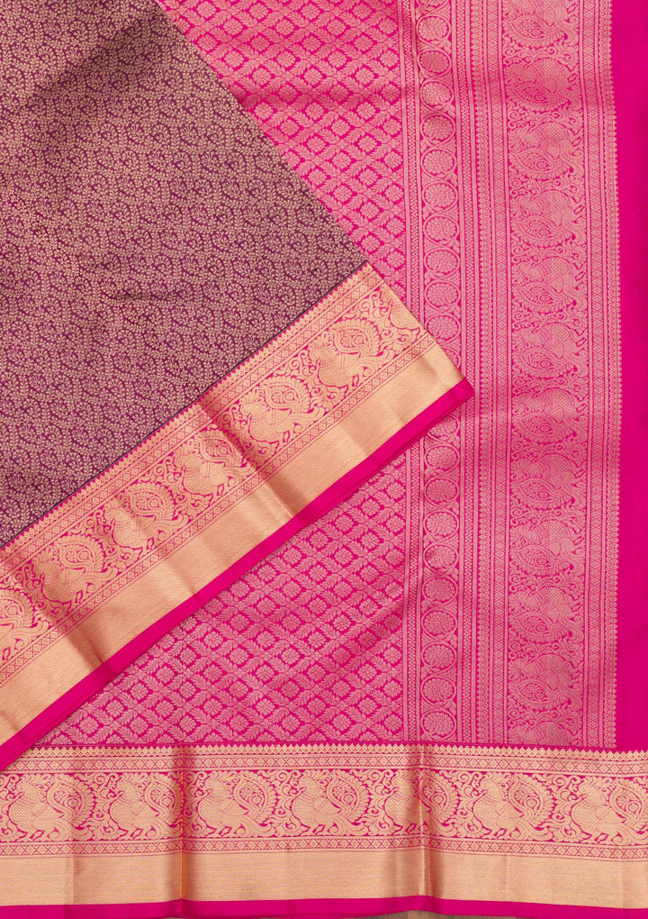 Wine Zariwork Pure Silk Saree