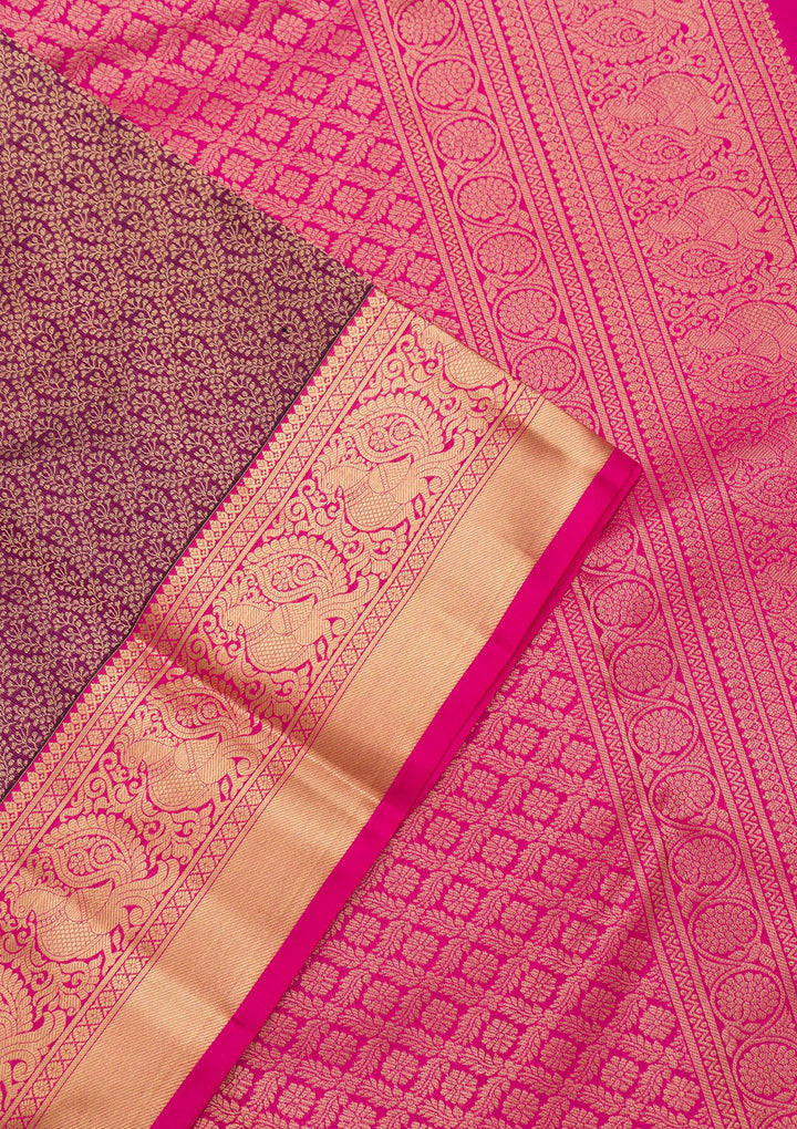 Wine Zariwork Pure Silk Saree