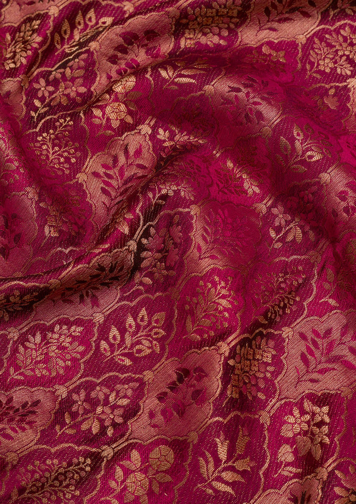 Wine Zariwork Banarasi Pure Silk Saree