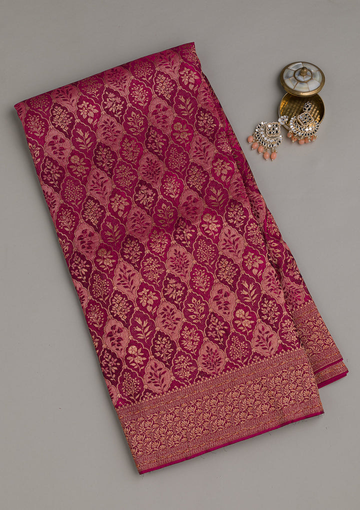 Wine Zariwork Banarasi Pure Silk Saree