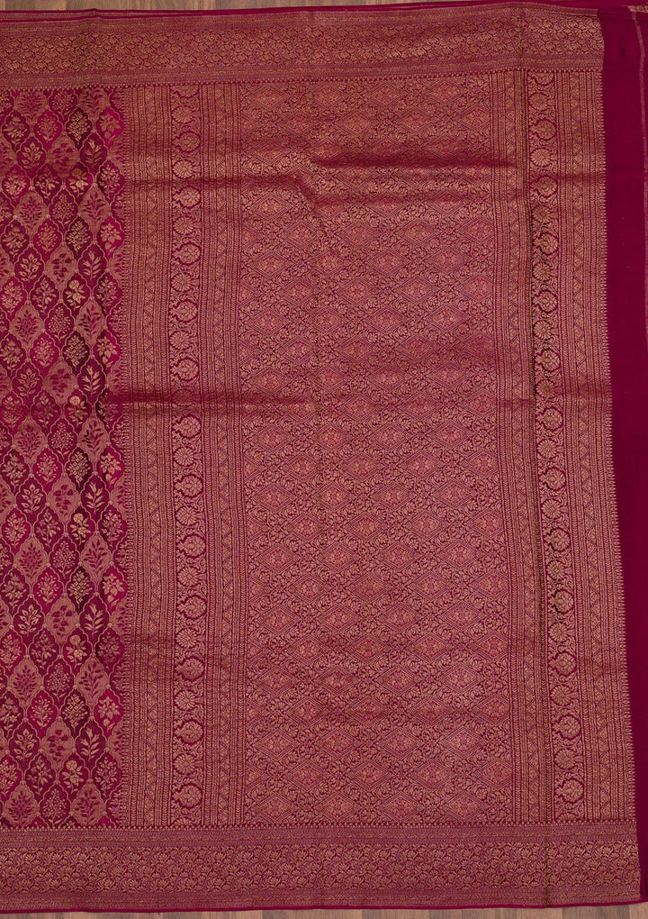 Wine Zariwork Banarasi Pure Silk Saree