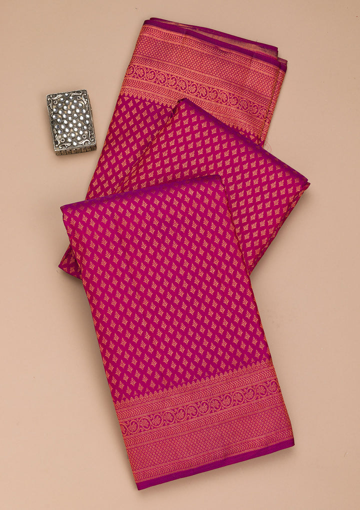 Wine Zariwork Pure Silk Saree