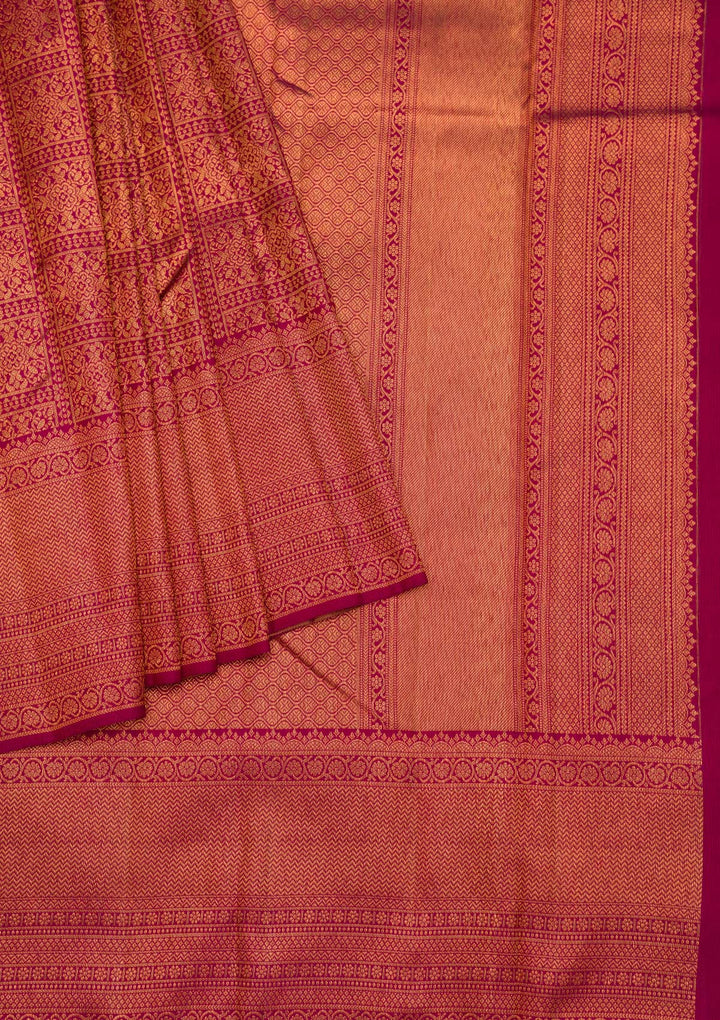 Wine Zariwork Pure Silk Saree