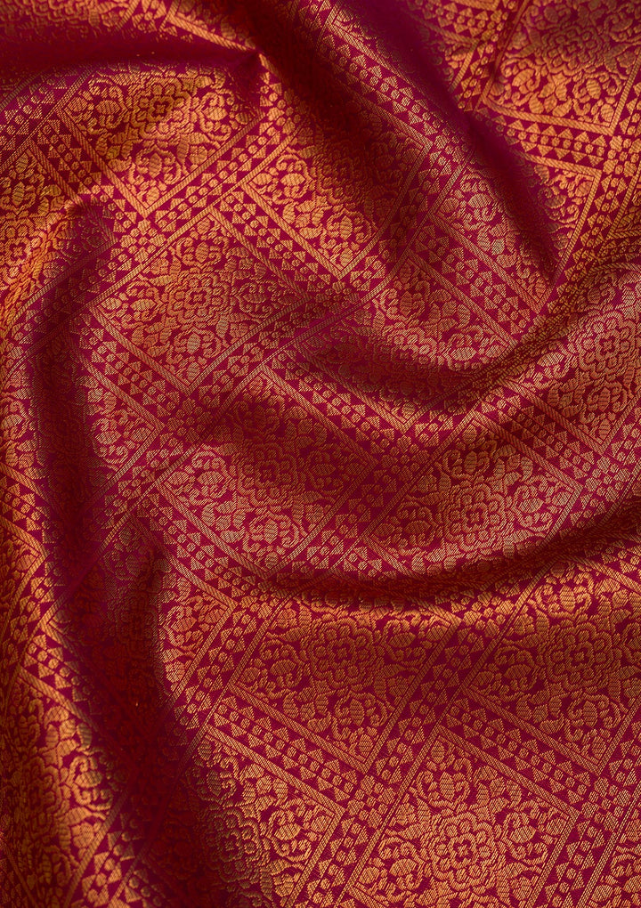 Wine Zariwork Pure Silk Saree