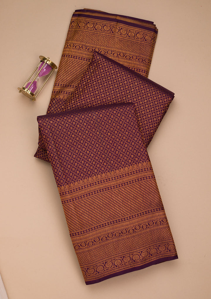 Dark Purple Zariwork Pure Silk Saree