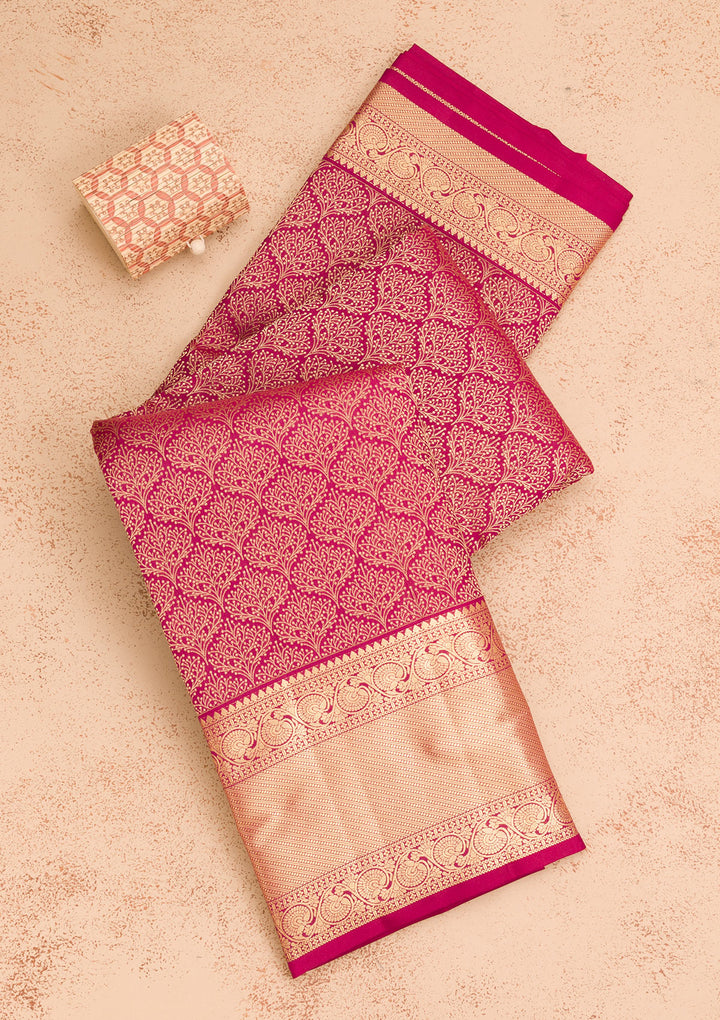 Wine Zariwork Pure Silk Saree