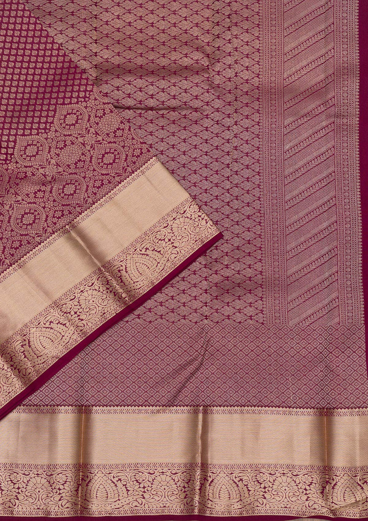 Wine Zariwork Pure Silk Saree