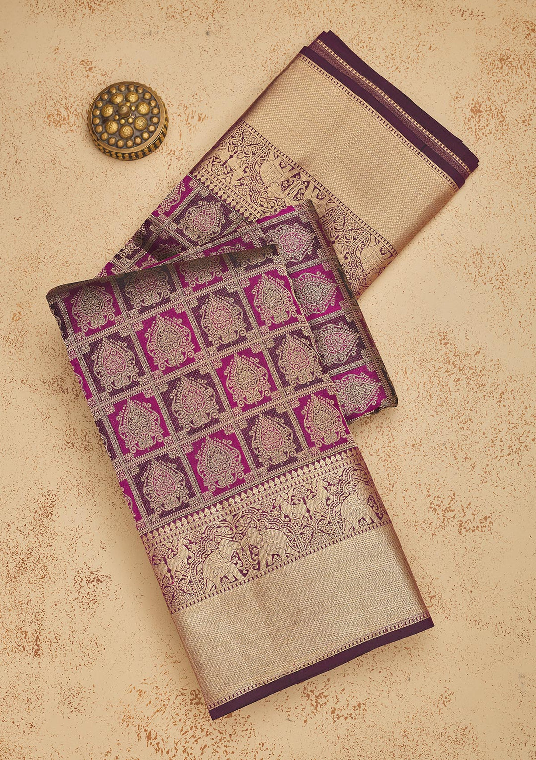 Wine Zariwork Pure Silk Saree