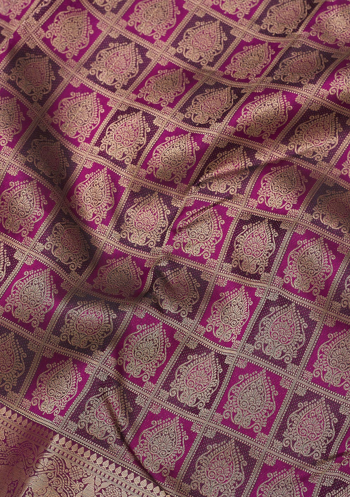 Wine Zariwork Pure Silk Saree