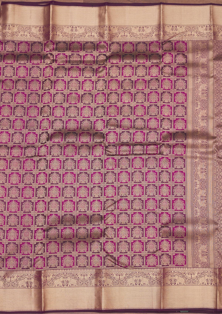 Wine Zariwork Pure Silk Saree