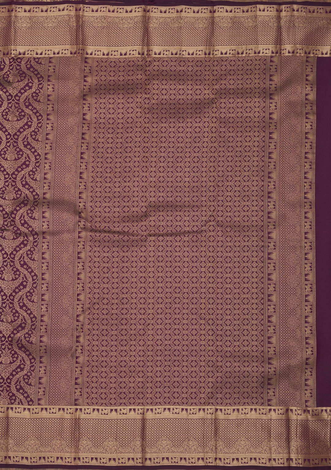 Wine Zariwork Pure Silk Saree