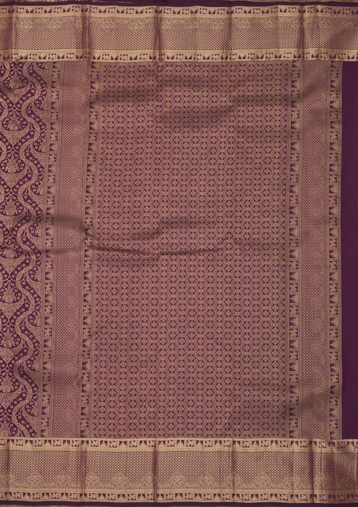 Wine Zariwork Pure Silk Saree