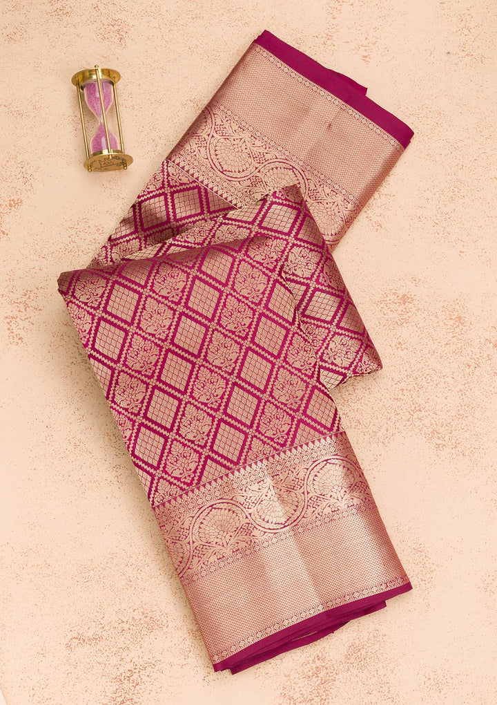 Wine Zariwork Banarasi Pure Silk Saree