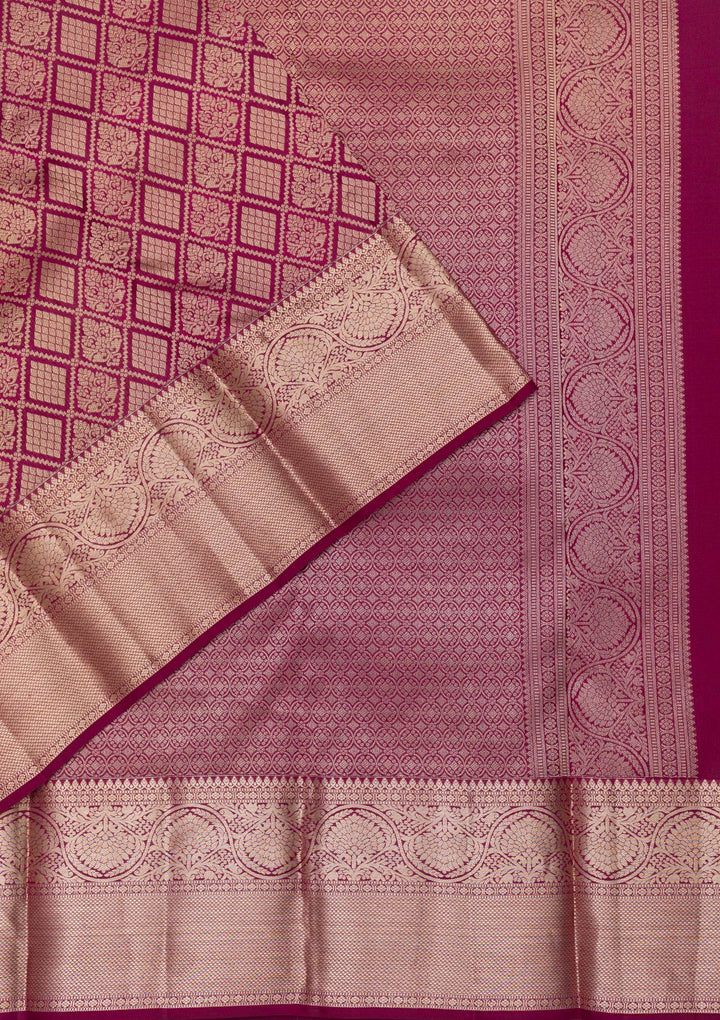 Wine Zariwork Banarasi Pure Silk Saree