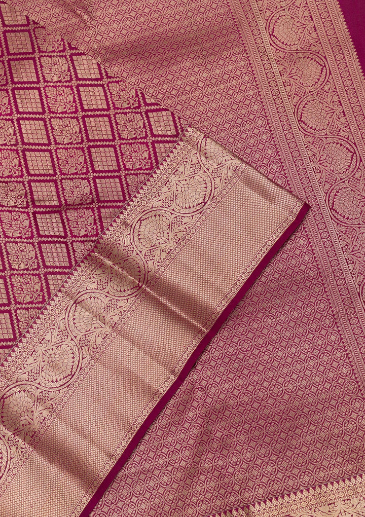 Wine Zariwork Banarasi Pure Silk Saree