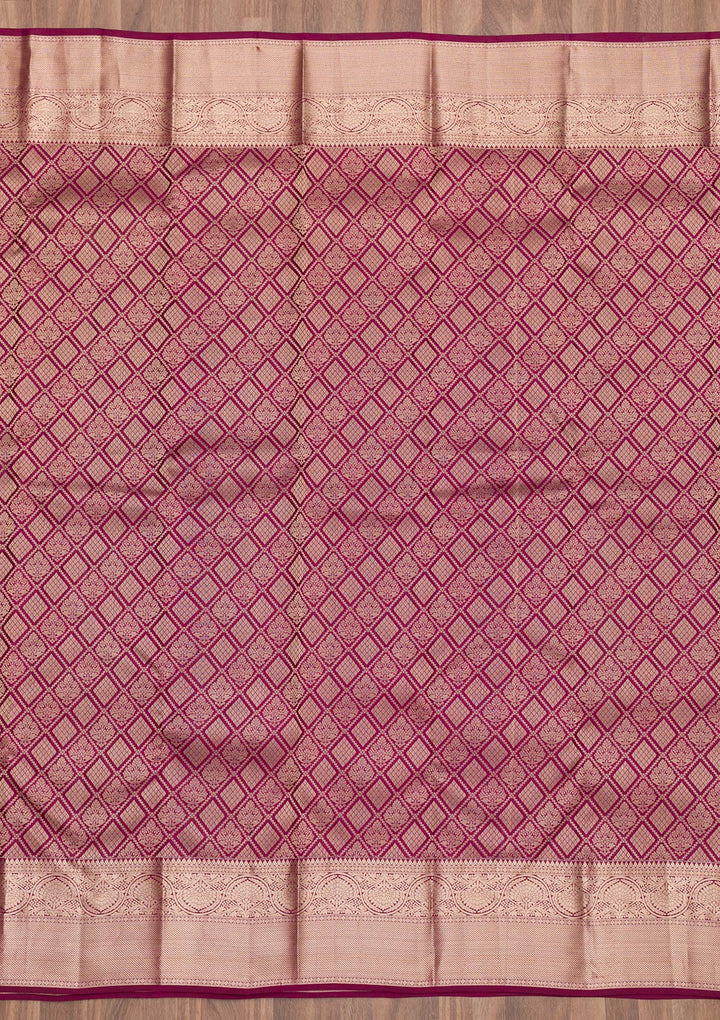Wine Zariwork Banarasi Pure Silk Saree